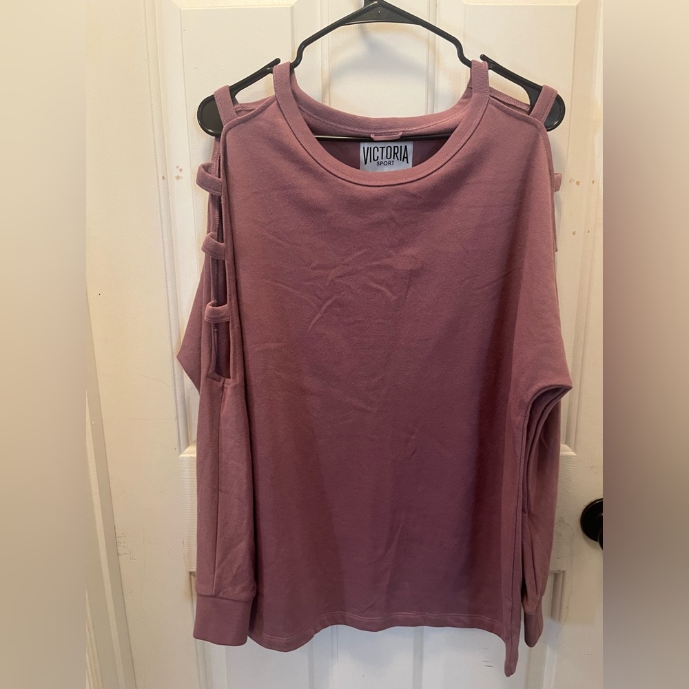 NWT VS Victoria Sport Sweatshirt with Cutouts in the Sleeve - Mauve - Sz Medium